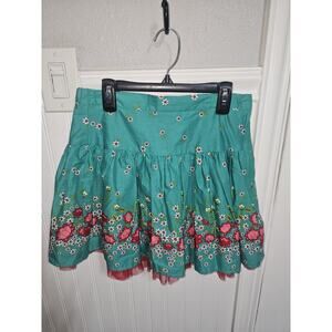 American Girl Floral TuTu Skirt Kids Girls Large 16 Pull On Lined Teal Skirt